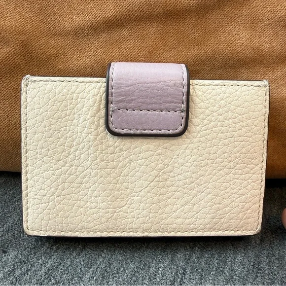 Coach Cream and Lavender Accordion Card Case In Colorblock CA765 - Picture 2 of 14